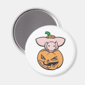 schattig varken in jack-o-lantern pompoen magneet (Voorkant / Achterkant)