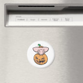 schattig varken in jack-o-lantern pompoen magneet (Insitu (Vaatwasser))