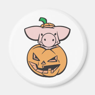 schattig varken in jack-o-lantern pompoen magneet