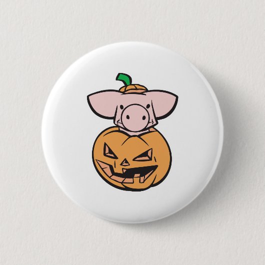 schattig varken in jack-o-lantern pompoen ronde button 5,7 cm (Voorkant)