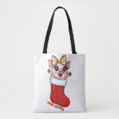 Schattig varken in kerstsok tote bag (Voorkant)