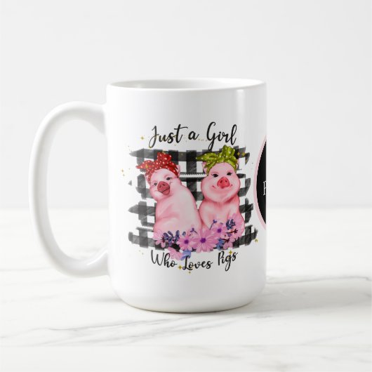 schattig varken liefhebbers meisje toevoegen monog koffiemok (Links)