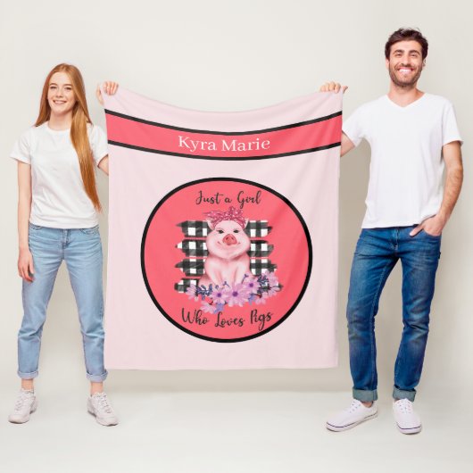 schattig varken liefhebbers voeg naam Fleece Deken (In situ)