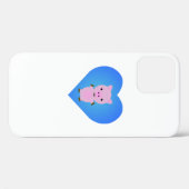 Schattig varken met een blauwe hart op de achtergr Case-Mate iPhone case (Achterkant (horizontaal))