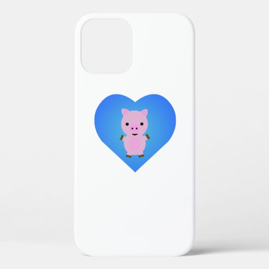 Schattig varken met een blauwe hart op de achtergr Case-Mate iPhone case (Achterkant)