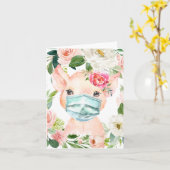 Schattig varken met masker | Sociale afstand Kaart (Gele Bloem)