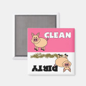 Schattig Varken Schoon/Vuile Vaatwasser Magneet (Voorkant / Achterkant)
