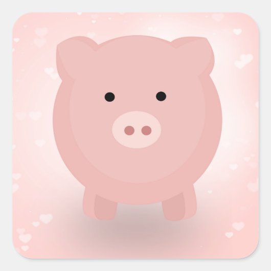 Schattig Varken Vierkante Sticker (Voorkant)