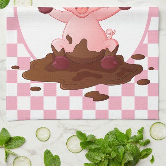 schattig varken, voeg tekst toe theedoek (Gevouwen)