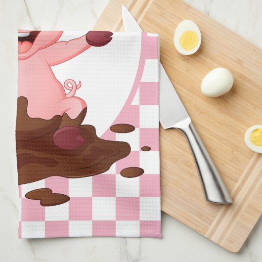 schattig varken, voeg tekst toe theedoek (Quarter Fold)