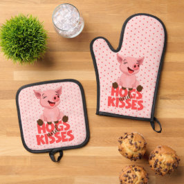 Schattig varken woordspeling ovenwant & pannenlap set