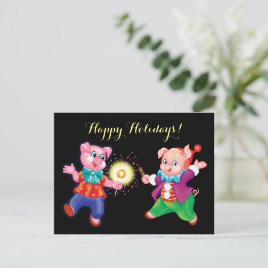 schattig varkentje briefkaart (Staand voorkant)