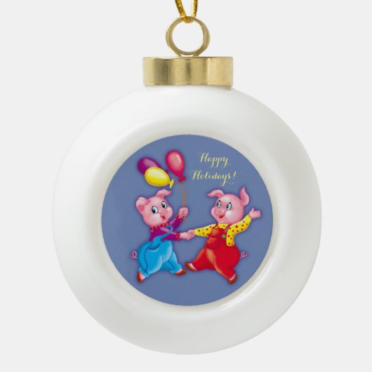 schattig varkentje keramische bal ornament (Voorkant)