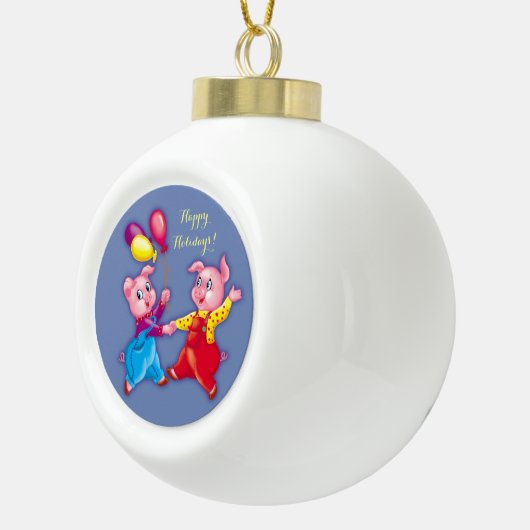 schattig varkentje keramische bal ornament (Rechts)