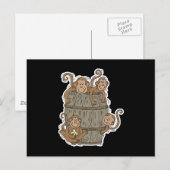 schattig vat met apen briefkaart (Voorkant / Achterkant)