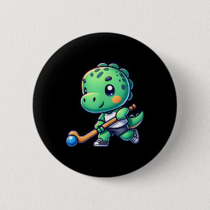 Schattig veldhockeyspeler van dinosauriërteam  ronde button 5,7 cm