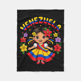 Schattig Venezolaans meisje kinderen traditionele Fleece Deken