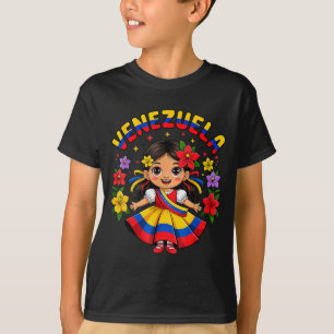Schattig Venezolaans meisje kinderen traditionele T-shirt