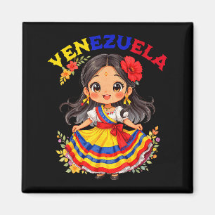 Schattig Venezolaans Meisje Traditionele Jurk Kleu Magneet