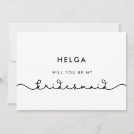 Schattig verbindend hart lettertype bruidsmeisje v kaart