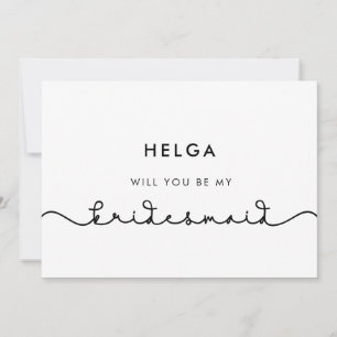 Schattig verbindend hart lettertype bruidsmeisje v kaart