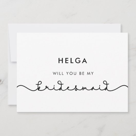 Schattig verbindend hart lettertype bruidsmeisje v kaart (Voorkant)