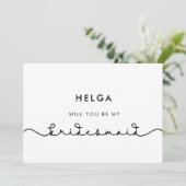 Schattig verbindend hart lettertype bruidsmeisje v kaart (Staand voorkant)