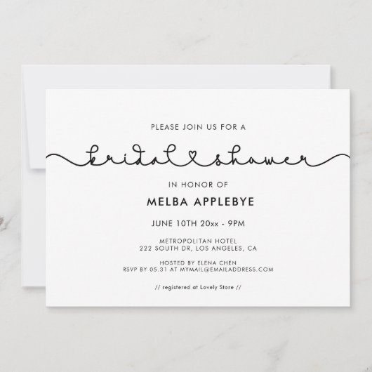 Schattig verbindend hart lettertype Bruidsuitnodig Kaart (Voorkant)