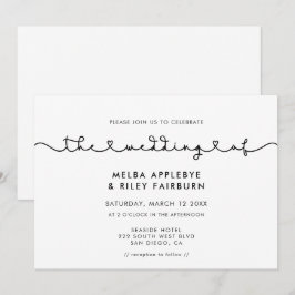 Schattig verbindend hart lettertype bruiloft kaart