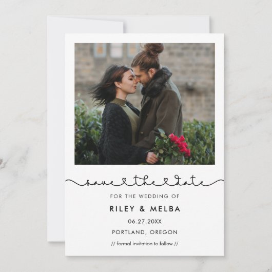 Schattig verbindend hart lettertype Save the date (Voorkant)