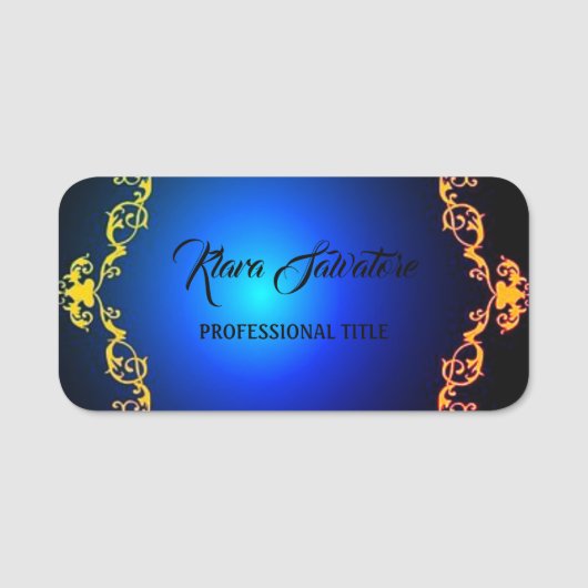 Schattig verbluffend blauw en goud naamplaatje (Voorkant)