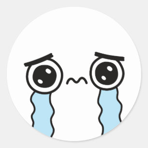 Schattig Verdrietig Huilend Gezicht Emoji Ronde Sticker