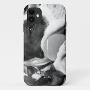 schattig verdrietig uitziende pitbull hond zwart w Case-Mate iPhone case