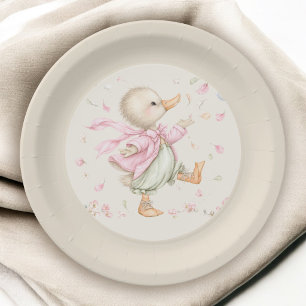 Schattig verhaalboek eendje meisje baby shower papieren bordje