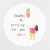 Schattig Verjaardag Kinder Party Meisje Dank u Sti Labels (Design 2)