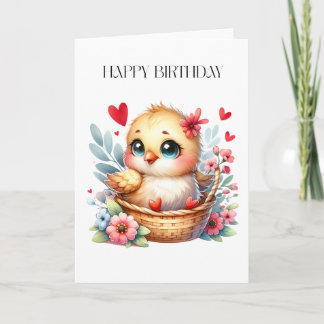 Schattig verjaardags kuiken. bedankkaart
