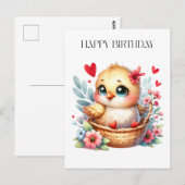 Schattig verjaardags kuiken. briefkaart (Voorkant / Achterkant)