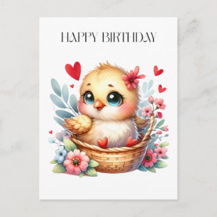 Schattig verjaardags kuiken. briefkaart