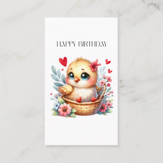 Schattig verjaardags kuiken. contactkaartje (Voorkant)