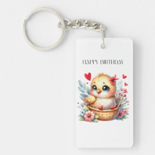 Schattig verjaardags kuiken. sleutelhanger