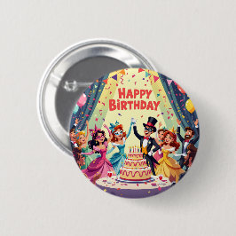 Schattig verjaardagsfeest met maskerade thema ronde button 5,7 cm