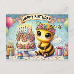 Schattig verjaardagsfeest voor bijen briefkaart