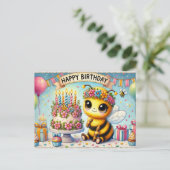 Schattig verjaardagsfeest voor bijen briefkaart (Staand voorkant)