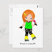 Schattig Verjaardagsfeestje voor Ginger Rockster M Briefkaart (Voorkant / Achterkant)