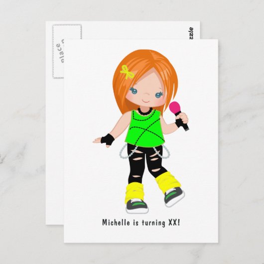 Schattig Verjaardagsfeestje voor Ginger Rockster M Briefkaart (Voorkant / Achterkant)