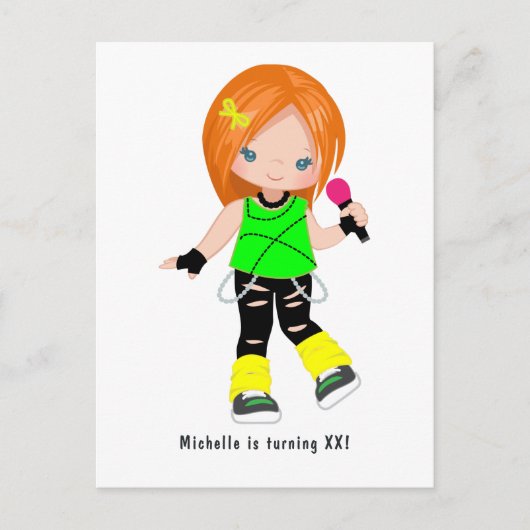Schattig Verjaardagsfeestje voor Ginger Rockster M Briefkaart (Voorkant)