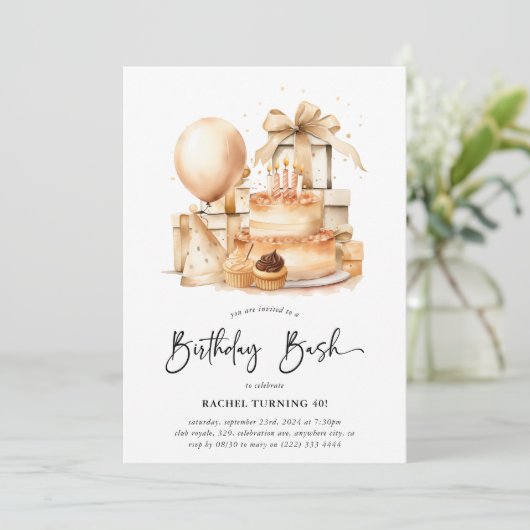 Schattig Verjaardagsfeestje voor Volwassenen van E Kaart (Staand voorkant)