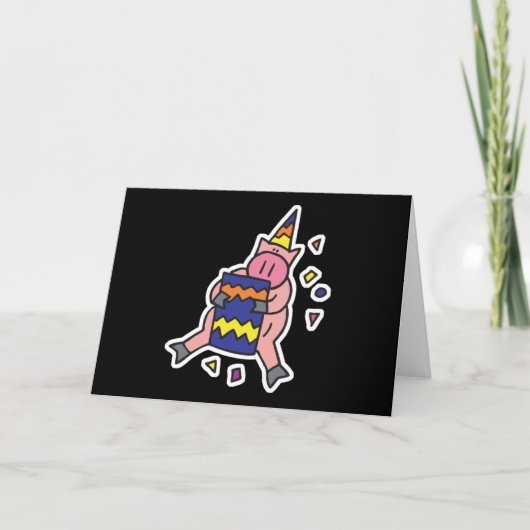 schattig verjaardagsvarken kaart (Voorkant)