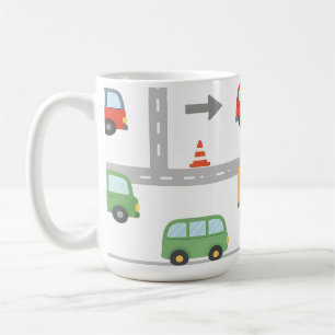 Schattig Verkeer Weg Voertuigen Patroon Kinderen Koffiemok