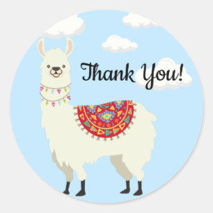 Schattig verkleed lama dank je ronde sticker
